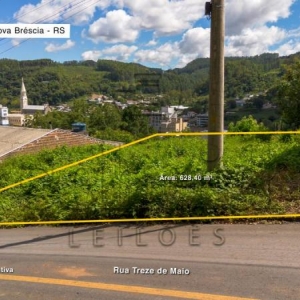 LOTE 002 - Área de 628,40m², sem benfeitorias, de frente a sul com a rua 13 de Maio no município de Nova Bréscia/RS