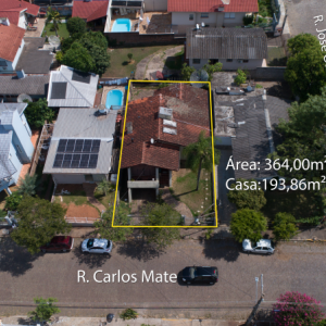 LOTE 010 - Área de 364,00m², contendo uma casa de alvenaria com 193,86m², localizada na Rua Carlos Matte, nº 457, bairro Alto da Bronze, Estrela/RS