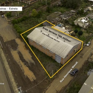 LOTE 001 - Área de 786,4550m², contendo um prédio industrial em alvenaria com uma área construída de 469,31m², localizado na Avenida Augusto Markus, n° 1393, bairro das Indústrias, Estrela/RS