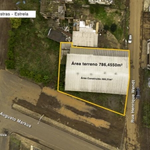 LOTE 001 - Área de 786,4550m², contendo um prédio industrial em alvenaria com uma área construída de 469,31m², localizado na Avenida Augusto Markus, n° 1393, bairro das Indústrias, Estrela/RS