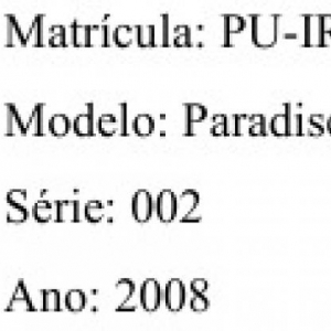 LOTE 005 - Aeronave PARADISE II, Série: 002, Fabricante: IRENILDA MARIA DA SILVA, Ano: 2008 Matrícula: 80636, Tipo ICAO: ULAC.